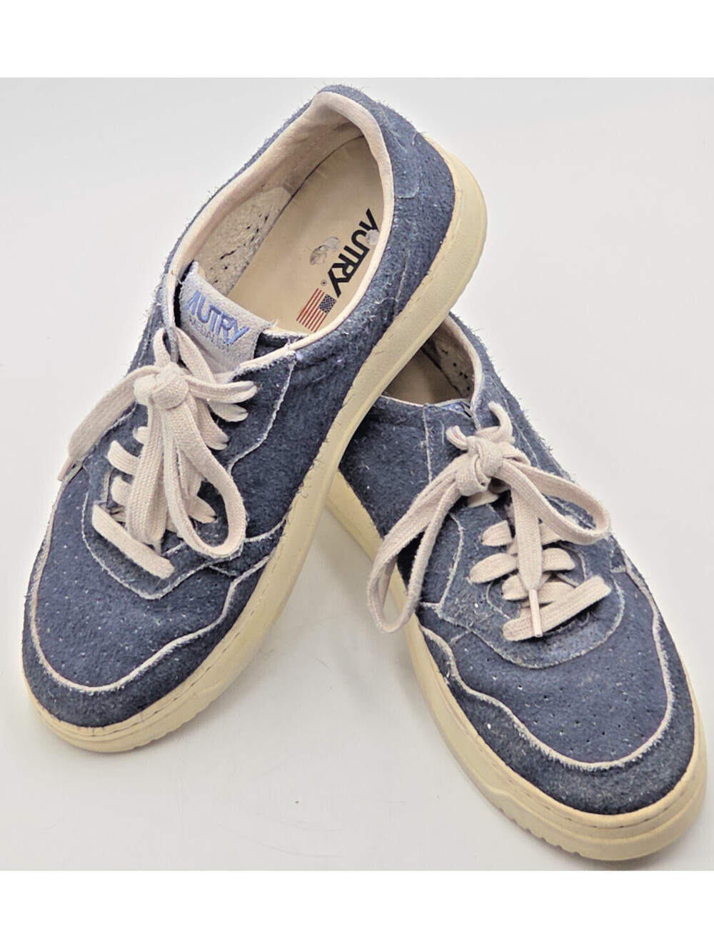 Autry Medalist Low Mens Size 10 EU 43 Navy Blue Suede Retro Tennis Sneakers